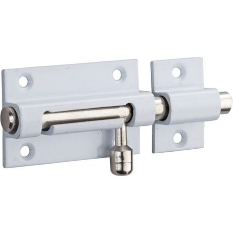 Targette à pêne rond – Laiton étiré blanc – Dimensions 30x50 mm – Pour portes de meuble – Installation facile avec fixations fournies (1/3)