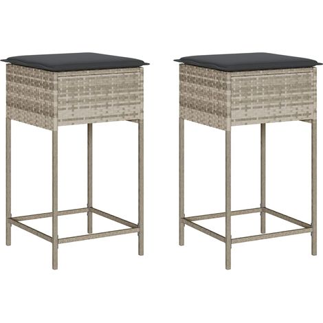 Maison Exclusive - Garten-Barhocker mit Kissen 2 Stk. Hellgrau Po