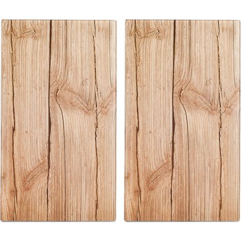 Zeller 26277 Herdabdeck-Schneideplatten "Wood", 2-er Set, Glas