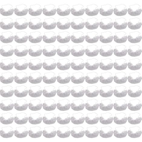 Lot de 100 protège-barbes jetables en nylon élastique respirant sans latex, blancs (1/5)