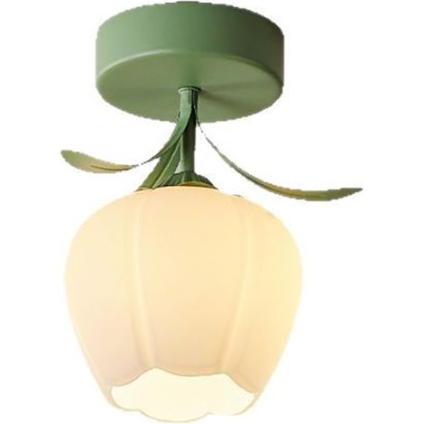 Plafonnier semi-encastré à motif floral (1 pièce), style vintage muguet, idéal pour salle de bain, petit couloir, cuisine, placard, buanderie ou chambre (ampoule incluse). (1/3)