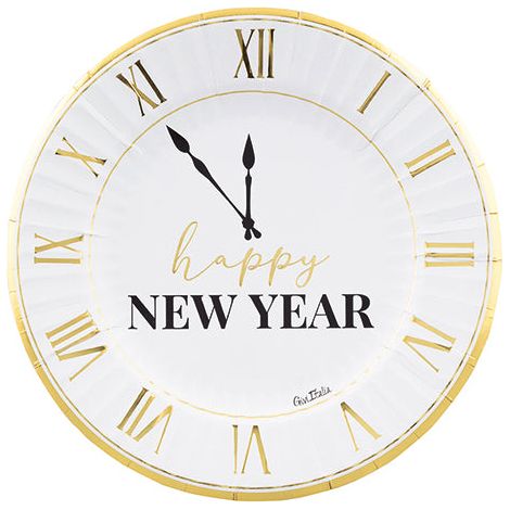 Givi Piatti Happy New Year Clock White D 23 Cm 8 Pz
