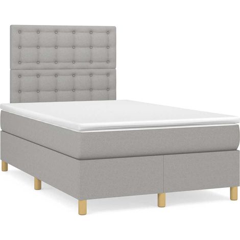 vidaXL Sommier à lattes de lit matelas LED gris clair 120x190 cm tissu (1/5)