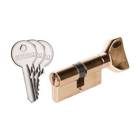Cylindre à bouton 5G Laiton nickelé S'entrouvrant avec clé N°KCB006516 B 30x30mm NK EXEM (1/3)