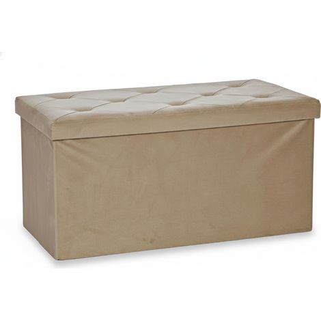Pouf Contenitore Pieghevole in Tessuto tortora Cassapanca Imbottita Salvaspazio 76x38x38 cm tortora Elegante per Camera, Soggiorno o Ingresso