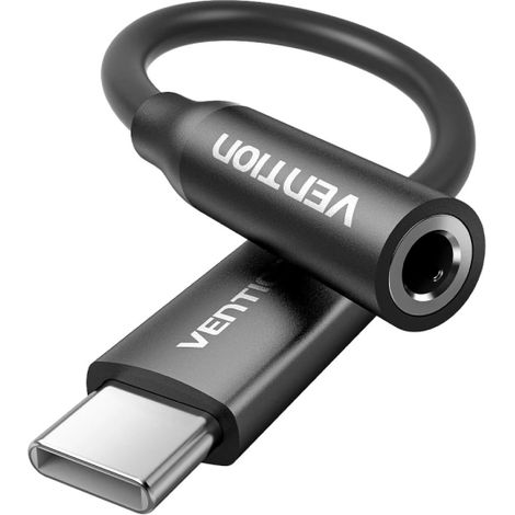 Adaptador Audio Vention BIIBA/ Jack 3.5 Hembra - USB Tipo-C Macho/ 10cm/ Negro