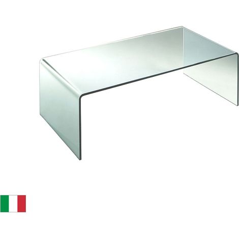Tavolino da caffè in Vetro Curvato Trasparente 110 Made in Italy - Ponte R 0