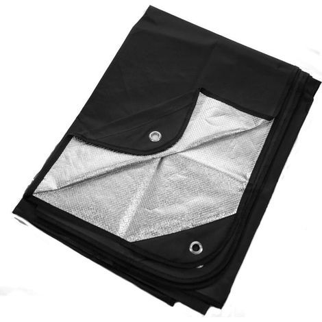 Couverture de survie thermique ultra-résistante - idéale pour le camping, la chasse, etc. - 1 pièce, 210 × 150 cm, noire (1/5)