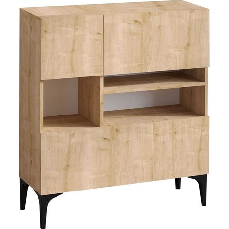 Buffet 4 portes effet chêne 100 cm - Anela
