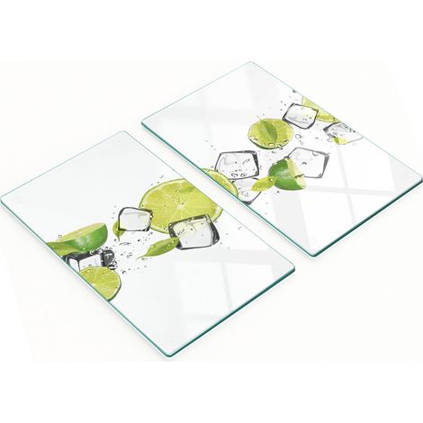 Küchenschneidebretter aus Glas mit Limetteneis-Motiv, 2 x 30 x 52 cm (1/5)