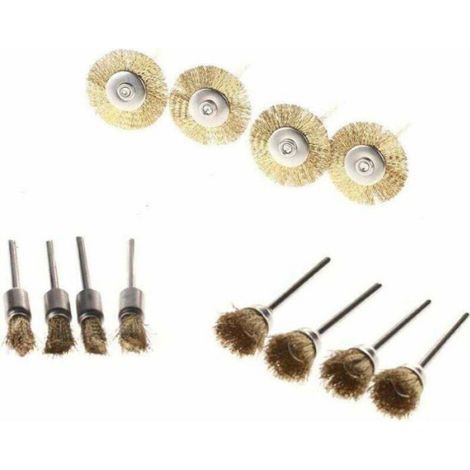 45 Pièces Kit de brosses, tige 3,17mm, acier laiton nylon, pour perceuse rotative, nettoyage polissage (1/4)