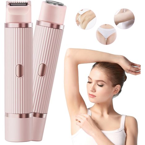 Rasoir électrique pour femme, 2 en 1, double tête, rasoir intime pour femme, étanche, épilateur sans fil humide/sec pour visage, bikini, aisselles, jambes, bras, corps (1/5)