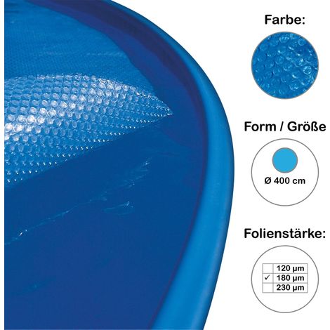 Solarplane, Solarfolie, Luftpolsterabdeckung für Pool rund 400 cm, 180 µm (1/2)