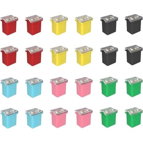 Lot de 24 fusibles 12 V-24 V pour automobile, à profil bas, en forme de boîte, 20 A/30 A/40 A/50 A/60 A/80 A, compatibles avec les camions pick-up, voitures (1/5)
