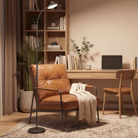 Lampe de Lecture avec Télécommande, Hauteur Réglable avec Col de Cygne, Fonction Minuteur, pour Salon, Noir (1/5)
