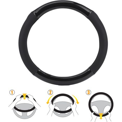 Enveloppe universelle pour volant 15 pouces en cuir synthétique et fibre de carbone par transfert hydrographique (1/5)