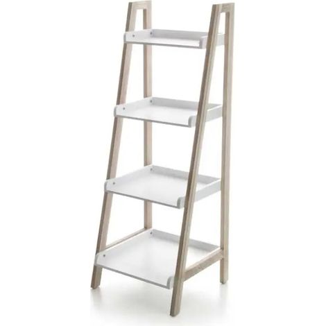 Modernes Holzregal mit 36 x 35 x 100 cm, minimalistischem Treppen-Design und 4 offenen Regalen