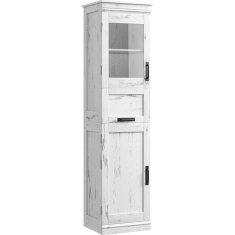 Meuble Colonne de Salle de Bain,Armoire de salle de bain - 170 cm - Armoire haute avec portes et étagère réglable - Armoire étroite - Pour salle de bain, salon, cuisine -blanc (1/5)