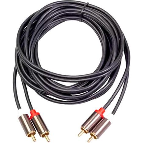 Câble audio RCA mâle-mâle plaqué or 2 RCA vers 2 RCA mâle, pour home cinéma, DVD, TV, CD, amplificateur et boîte de son. (1/5)