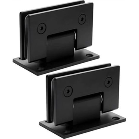 Set of 2 90-degree glass shower door hinges, black stainless steel bathroom door clips for 8-12 mm