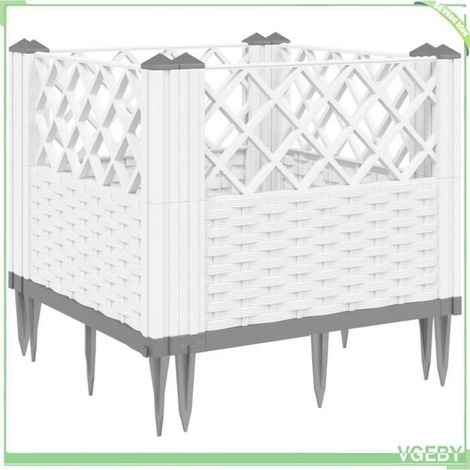 Jardinière - FAFEICY - Aspect rotin - Blanc - Polypropylène - Modulaire 4 panneaux (1/5)
