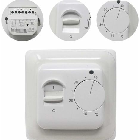 Manuel Thermostat d'ambiance Chauffage au Sol Electrique avec sonde AC 220V 16A, Régulateur de Thermostat Plancher Chauffant Mécanique