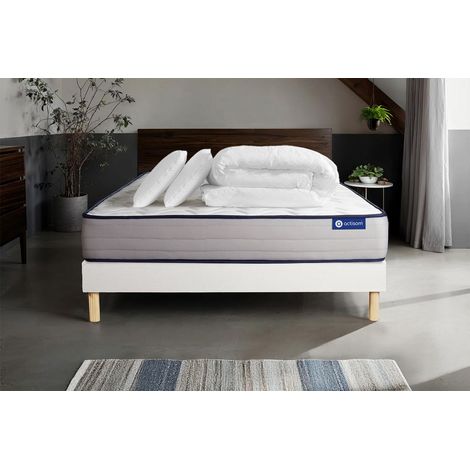 Pacchetto letto completo - Materasso 200x200cm + Box spring con doghe (kit) + 2 cuscini + Piumino - Actimemo Form (1/5)