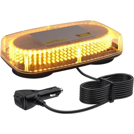 Pour Justech 240 LED Feu de signalisation de voiture Ambre magnétique Balise clignotante d'urgence Barre lumineuse stroboscopique d'avertissement pour camion, voiture, tracteur, remorque 12V-24V-JXLGV (1/4)