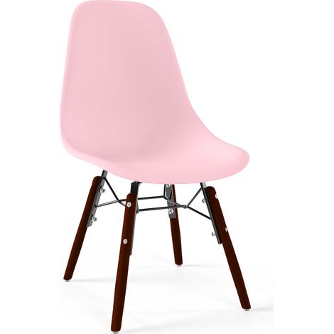 Kinderstühle - Skandinavisches Design - Dunkle Holzbeine - Skögur Pink (1/4)