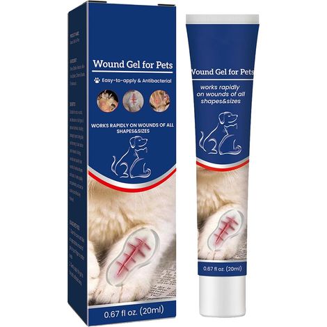 Gel Soin des Plaies pour Animaux,Gel de Soin des Plaies pour Chiens et Chats,Gel Apaisant pour les Plaies pour Chats et Chiens,Pansement Liquide pour Plaies Chien,Gel de Guérison Imperméable,20ML (1/5)