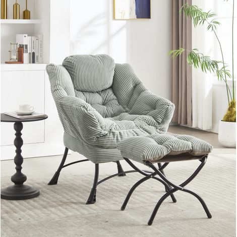 Sillón relax de acero verde claro 80x64x95 cm con bolsillo FloraGrace (1/5)