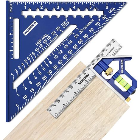 QAZQA Equerre Menuisier 180 mm et Règle d'Angle de Combinaison 150mm, Equerre Combinée avec Niveau à Bulle en Acier Inoxydable, Ensemble d'Outils d'Equerre pour Bricolage, Outillage, Menuiserie (1/5)