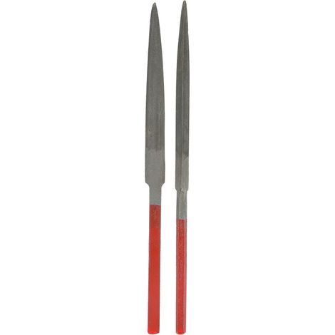 Lot de 2 limes : ensemble d'outils de travail pour la fabrication de bijoux, avec manche rouge (lime demi-circulaire et lime triangulaire)