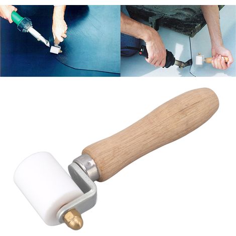 Rouleau de pression en téflon blanc de 40 mm pour le soudage PVC, un rouleau de pression manuel pour le soudage des joints de membrane étanche en PVC. (1/5)