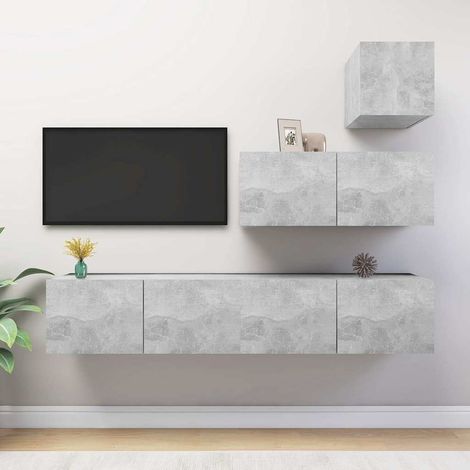 Ensemble de meuble TV 4 pcs pour Salon - Armoire TV Gris béton Aggloméré BV465276 - BonneVie (1/5)