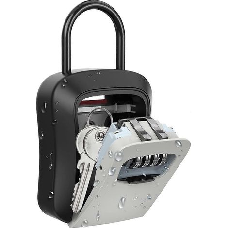 Coffre à clés extérieur, nouveau coffre à combinaison portable à 4 chiffres pour clés de maison, capacité de 5 clés (1/5)