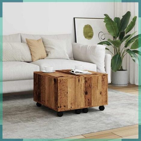 856548 Table basse vieux bois 60x60x38 cm bois d'ingénierie (1/5)