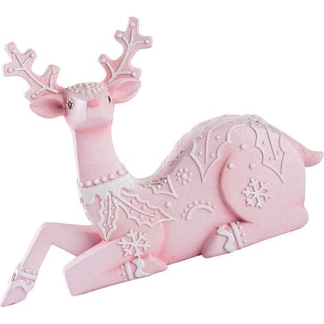 Figurine de renne festive - Décorations de vacances - Statue de cerf en résine pour cheminées, étagères, intérieur et extérieur - Décoration familiale - Décoration de Noël et de jardin (1/5)