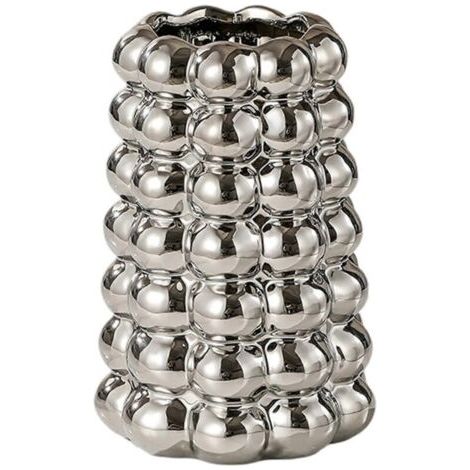Vase de fleurs en céramique de luxe unique avec trou de drainage, vase à bulles en céramique pour salon ou table à manger, Argent (1/5)