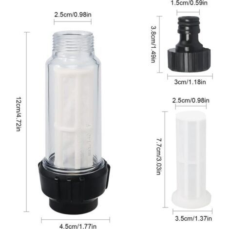 Filtre à Eau Avec Insert, 8 Pcs pour Nettoyeur Tuyau Arrosage Avec Raccord 3/4" pour Tous les Nettoyeurs Haute Pression (1/3)