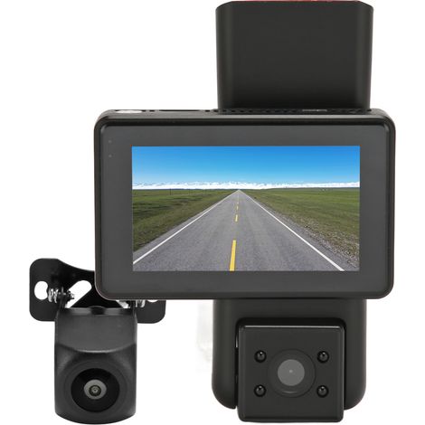 Caméra embarquée 3 pouces, grand angle 170°, haute définition, surveillance à distance, vision nocturne, enregistreur de conduite à 3 objectifs pour voiture (1/5)