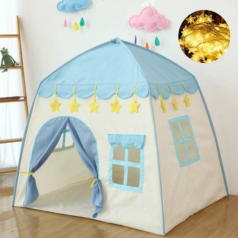(Blaues) Kinderspielzelt, Kinderburg, Traumschloss-Tipi-Zelt, mit Tragetasche, tragbar (1/4)