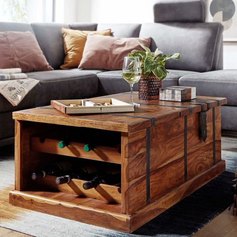Table basse coffre 100x60x40 cm en sheesham massif (1/5)