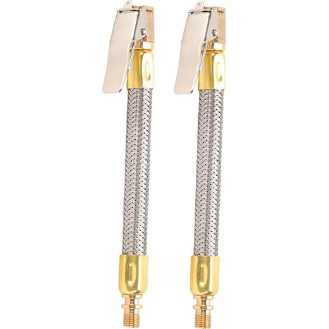 Adaptateur de Tuyau Gonflage Pneu 2 Pièces, Tube D'extension Gonfleur en Acier Inoxydable 5 Pouces, Rapide avec Valve Verrouillage pour Voiture Moto Vélo (1/5)