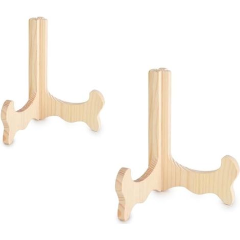 2 Pièce Supports D'assiettes en Bois, 6.3 Pouces Support Assiette en Bambou