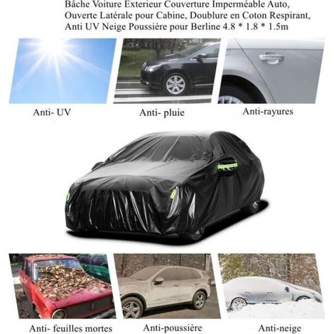 Housse Protection Auto Extérieure - - Sedan 470x178x150CM - Étanche - Anti-UV - Noir (1/4)