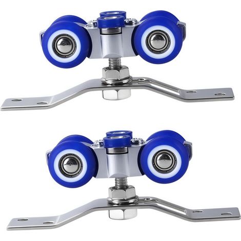 2 Pcs Sliding Door Guide Rollers Roller Kit for Indoor/Outdoor Sliding Door with Stainless Rail, Silent Rail System Kit for Closet, Shower, Gate (1/5)