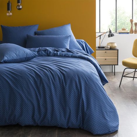 Housse de Couette imprimée en Bambou, 240 x 220 cm, Bleu Marine (1/2)