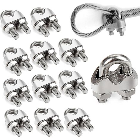 12 Pièces Serre câbles inox 6mm Clip de fil Métallique, M6 Serre-câbles (1/5)