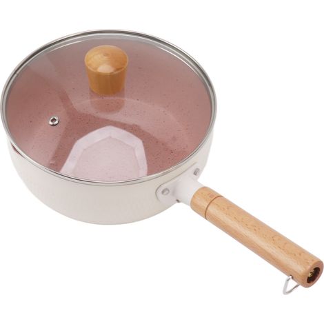 Casserole antiadhésive avec couvercle, blanche, pour aliments pour bébé, petites casseroles, pour la cuisine, nouilles instantanées, soupes, lait, 18 cm (1/5)